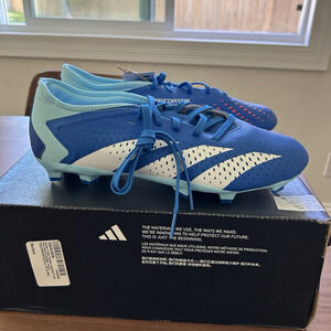 adidas Predator Accuracy.3 L FG Soccer Cleats Bright Royal White GZ0015 Mens 8.5